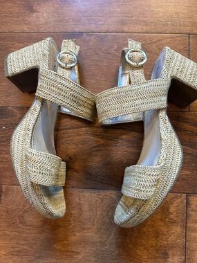 Woven Strap Block Heel Sandals